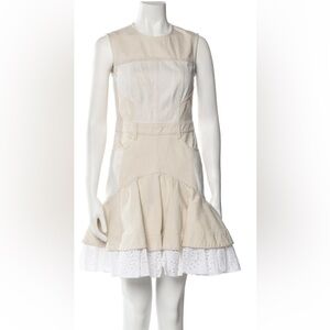 NWOT Alexander McQueen Ecru Denim and White Lace Dress
